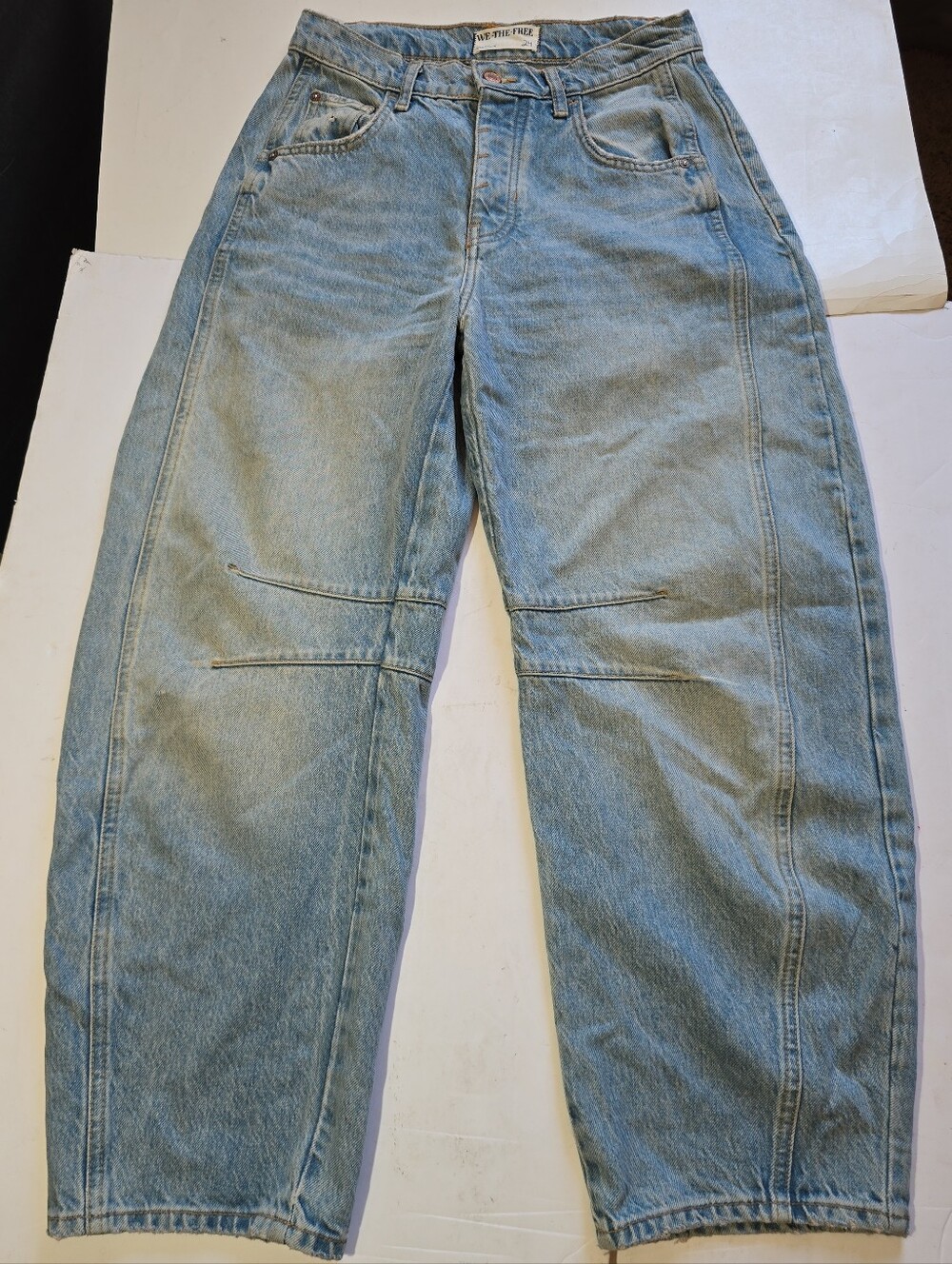We The Free Good Luck Womens Barrel Jeans Size 24